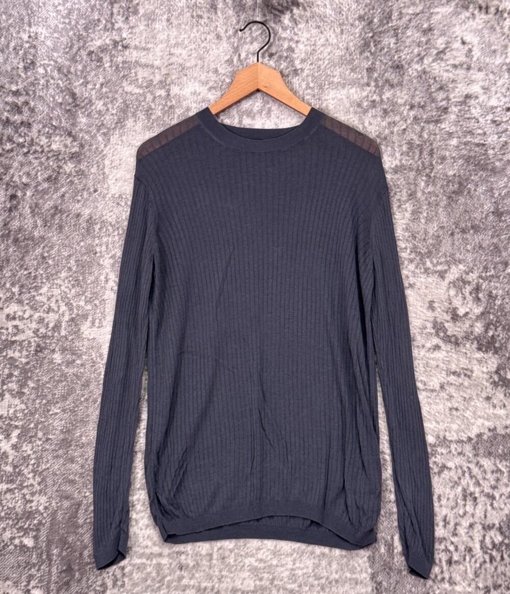 Jil Sander x Uniqlo Sweater Medium Mens Gray Cotton Silk Ribbed Lightweight Knit
